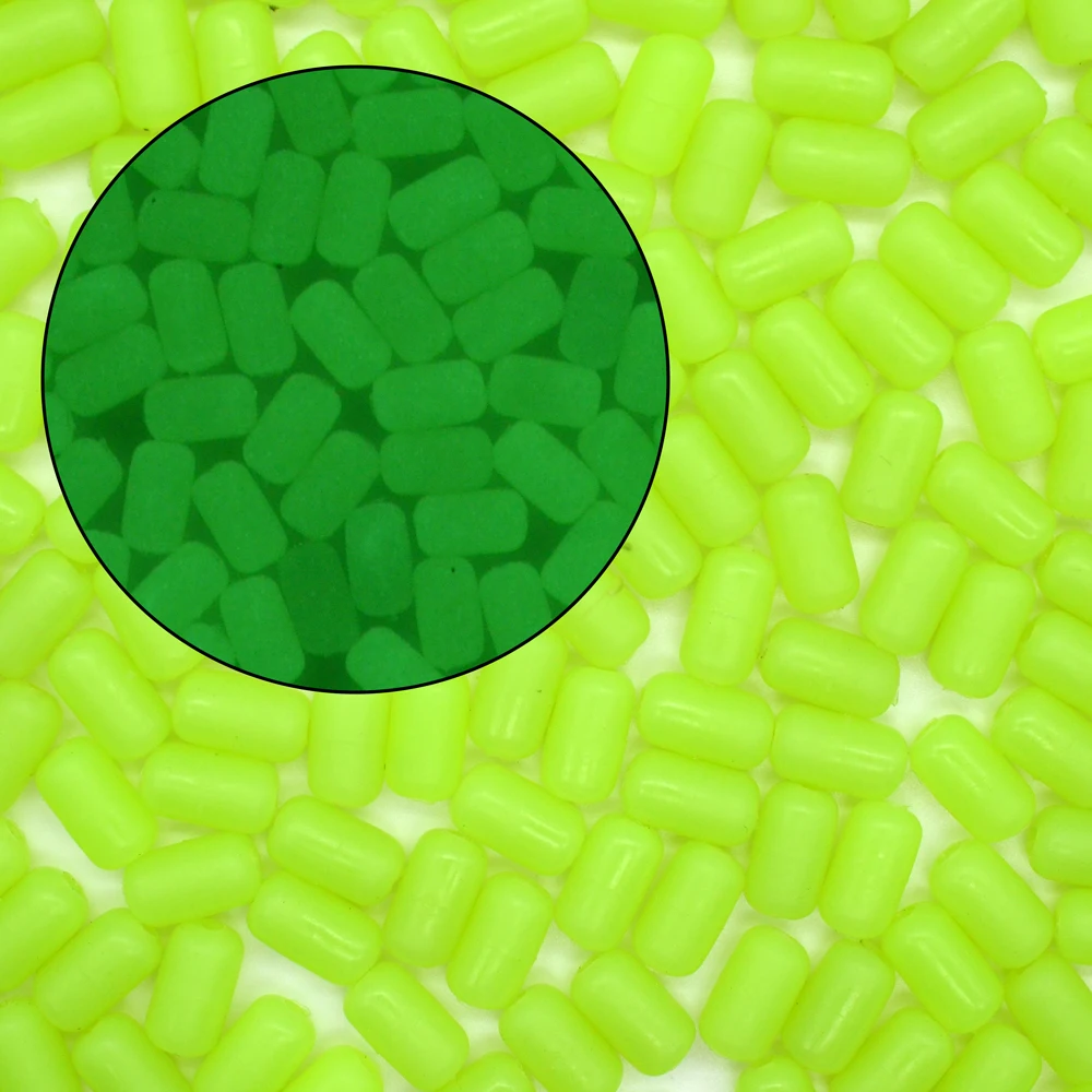 MNFT 200 Uds 7X12mm cuentas cilíndricas verdes brillantes cuentas de pesca luminosas de plástico duro/suave accesorios de aparejos de pesca - imagen 5