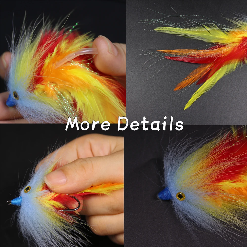 WIFREO, 1 unidad, 2/0, serpentina de plumas, pesca con mosca, trucha, salmón, Steelhead, Lucio, tubo de serpentina grande, moscas, cebos de señuelo de pesca de agua salada - imagen 5