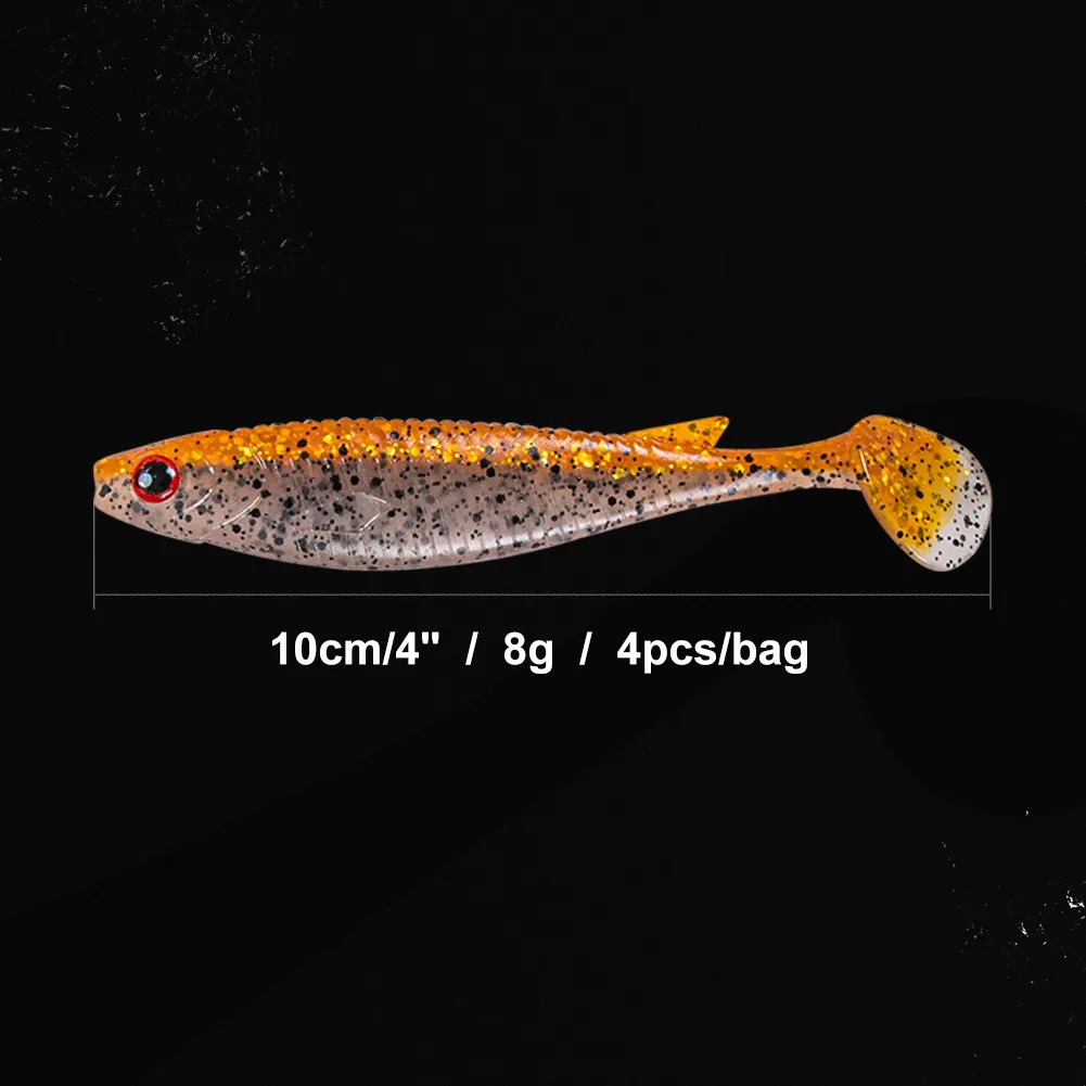 Cebo suave NOEBY, 10cm, 8g, señuelo de pesca, 4 Uds., cola de paleta, sábalo, Swimbait, Wobblers, cebos artificiales de PVC para Lucio, Señuelos de Pesca - imagen 3