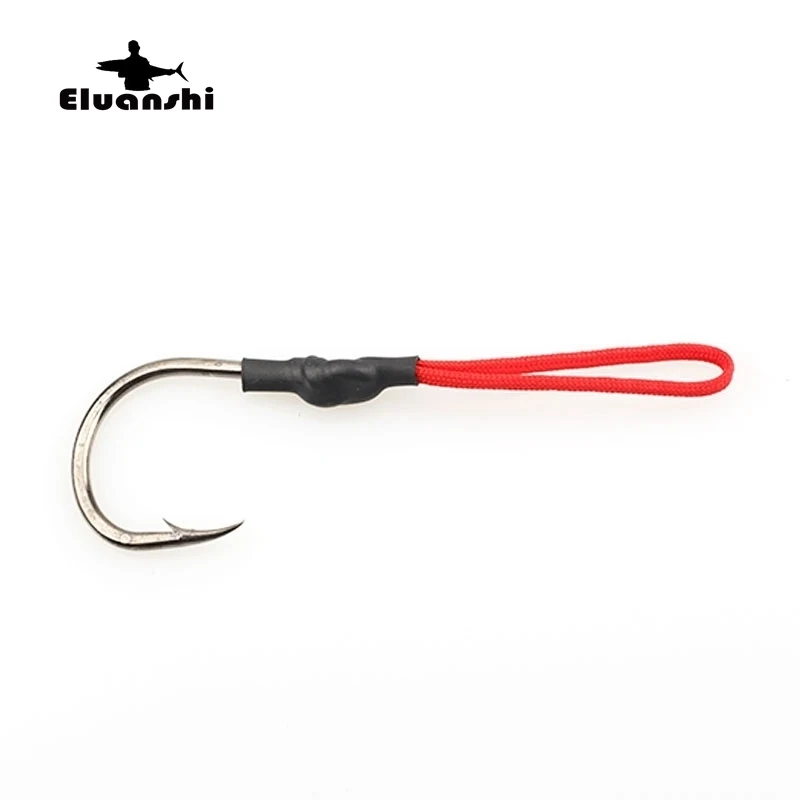 Herramienta de línea de pesca de aleación de acero al carbono, anzuelo grande para mar, plantilla de Japón, tamaño 10 a 50, calamar de cuerda roja, 5 uds. - imagen 5