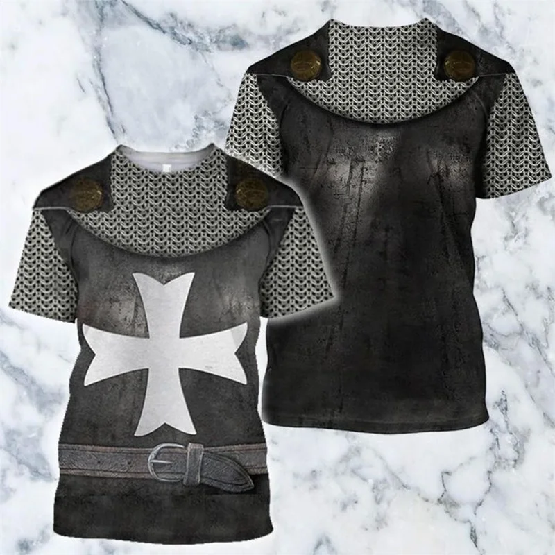Camiseta con estampado 3D de Caballeros Templarios, camisetas de moda de Caballeros Templarios, camiseta de Cosplay para hombres y mujeres, camisetas informales Harajuku, QS-1245 - imagen 5
