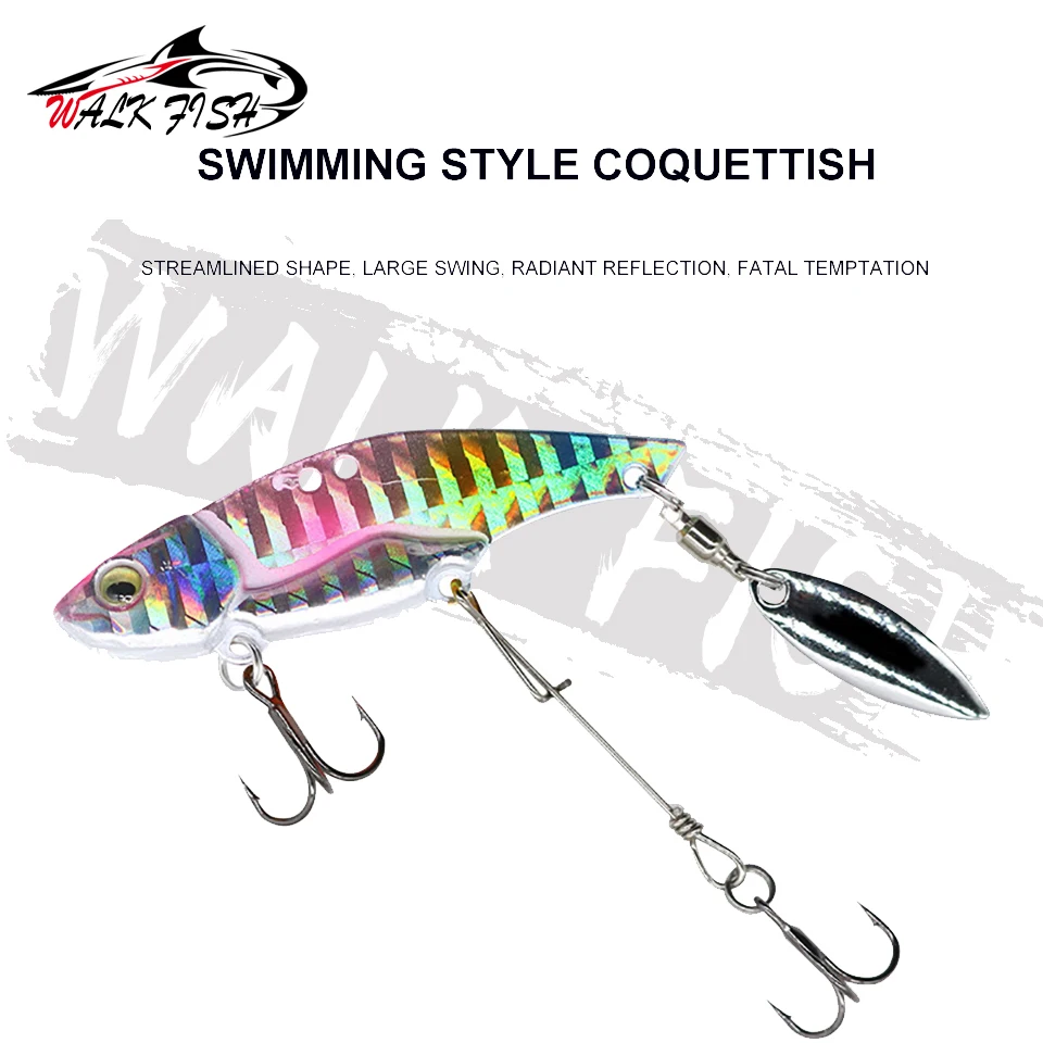 WALK FISH-Señuelos de Pesca giratorios, cebos duros de Metal VIB de 50mm y 55mm, con vibración giratoria, para Lucio, trucha, cuchara giratoria - imagen 5