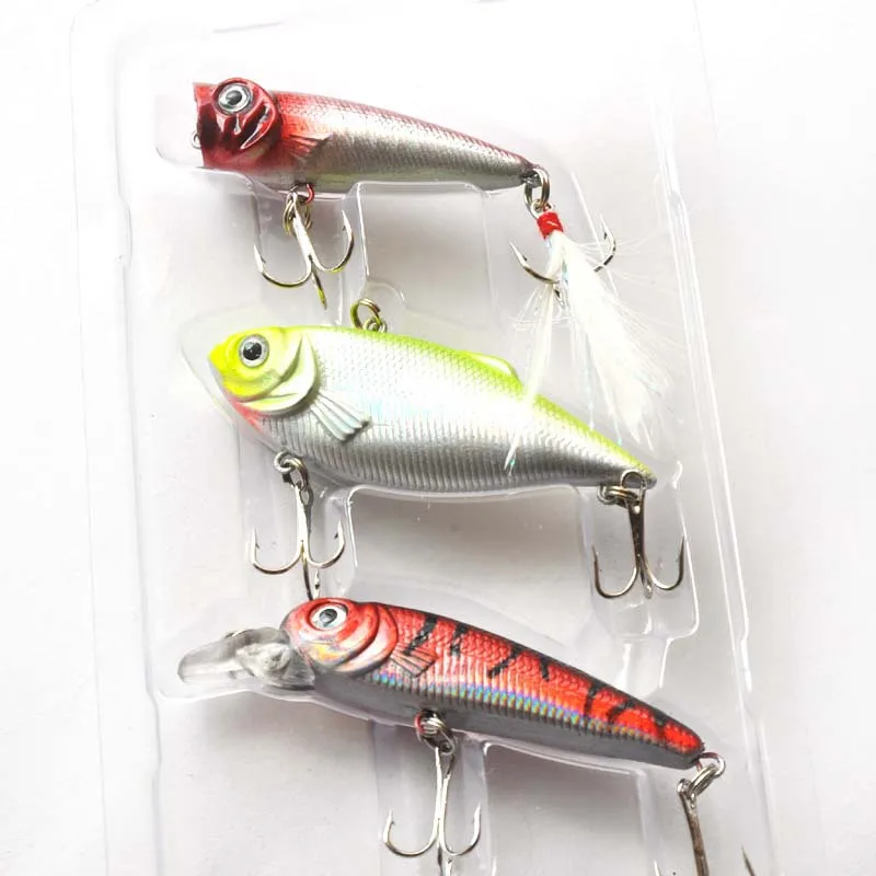Señuelo de pesca VIB Minnow Popper 3 piezas Combo cebo duro señuelos artificiales 4g 5g 7,5g señuelos pequeños colores mezclados al azar - imagen 2