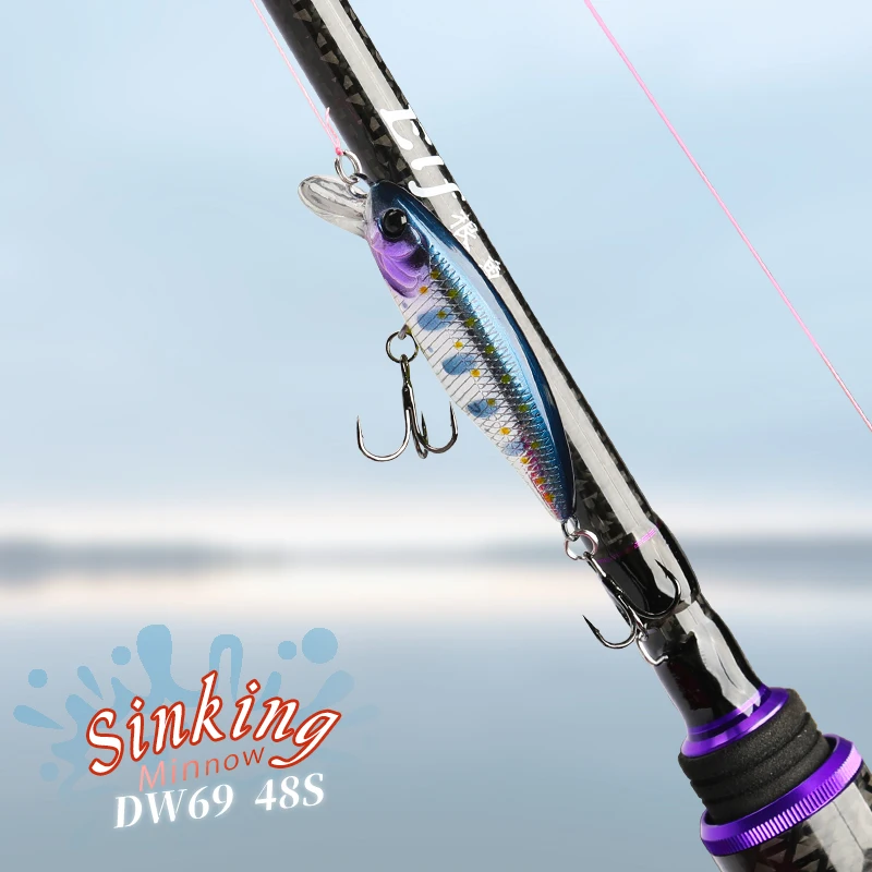 TSURINOYA pececillo hundido de fundición larga DW69 48S 48mm 3,3g señuelo de pesca Jerkbait Wobbler Crankbait lubina trucha señuelo duro Swimbait - imagen 5