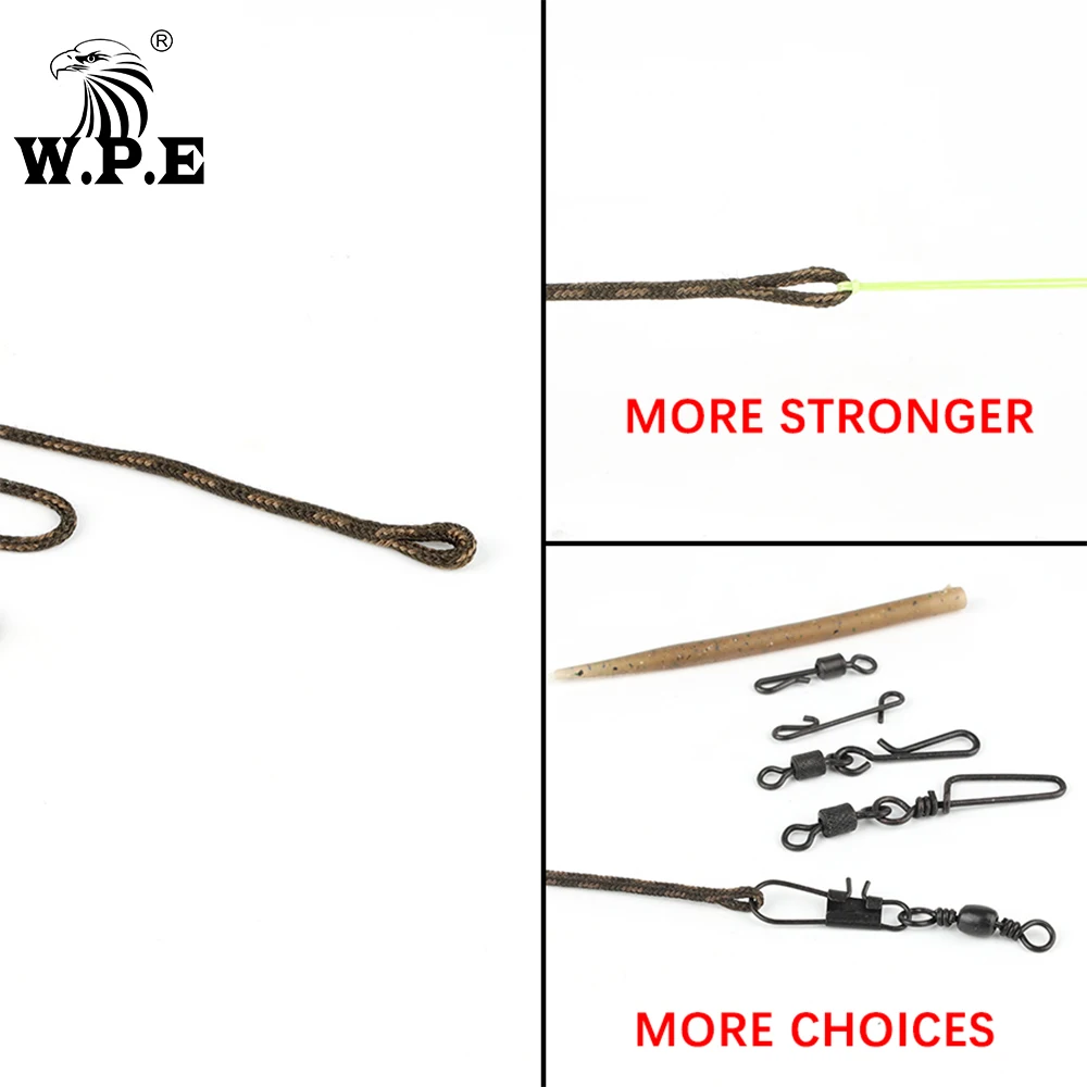 W.P.E-aparejos de pesca de carpa europea, accesorios de pesca 1 Juego de hechos a mano, línea de núcleo líder para grupo de pesca, 40g-80g - imagen 4