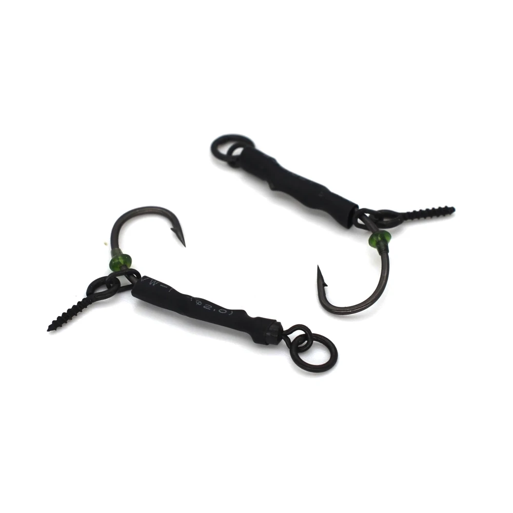 MNFT 4 juegos de pesca de carpa 4 #   6 #   8 #   Juego de aparejos de anzuelos con púas y púas, Terminal con bucle de tornillo de cebo, aparejos emergentes, juego de aparejos Ronnie atados - imagen 4