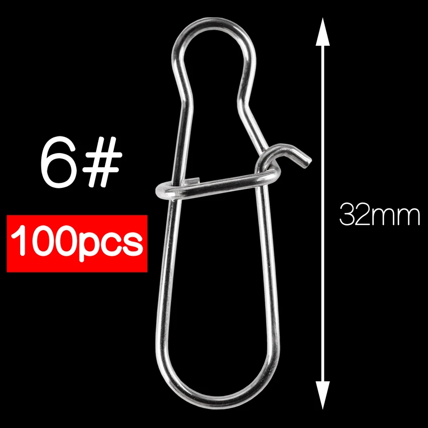 Paquete de 6 municipios de 32 mm de metal Snap Swivels para ganchos de pesca