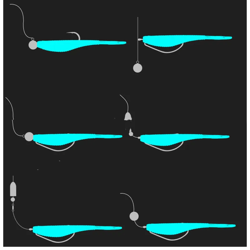 Señuelo de pesca con cola de horquilla, cebo suave de 6cm y 7cm, señuelos artificiales de gusano, cabeza de plantilla de lubina mandarín, lote de Texas Rig Drop-Shot, 10 piezas, venta - imagen 3