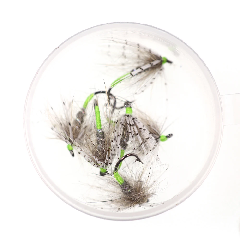 ICERIO-señuelo de pesca con mosca húmeda, 6 piezas, verde, suave, Tenkara Nymph, gancho para atar trucha, cebos #12 - imagen 3