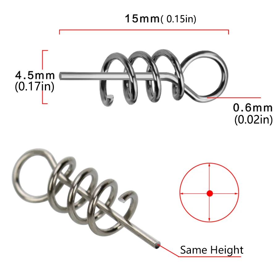 Pasadores de pesca de 50 o 100 piezas/Herramienta de gancho, pasadores de centrado, aguja de pestillo fijo, resorte de manivela, bloqueo de giro para señuelo suave/cebo/gusano/larva - imagen 4