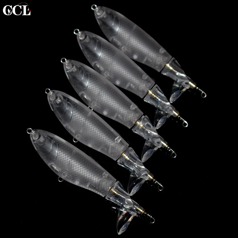 CCLTBA-cebo duro sin pintar, cuerpo transparente, Popper de agua superior, señuelos de pesca en blanco - imagen 4