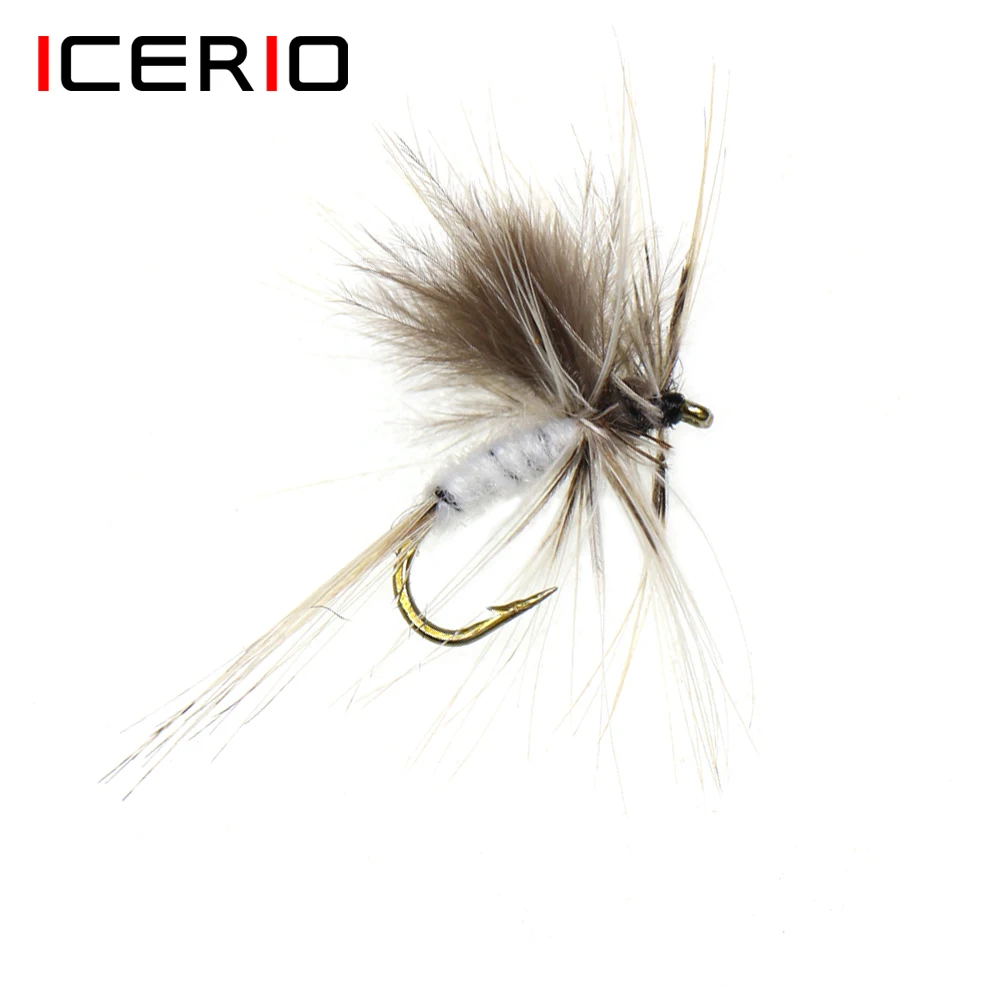 ICERIO 8PCS 16PCS Mosquito gris Mayfly Moscas secas Trucha Señuelos de pesca con mosca # 14