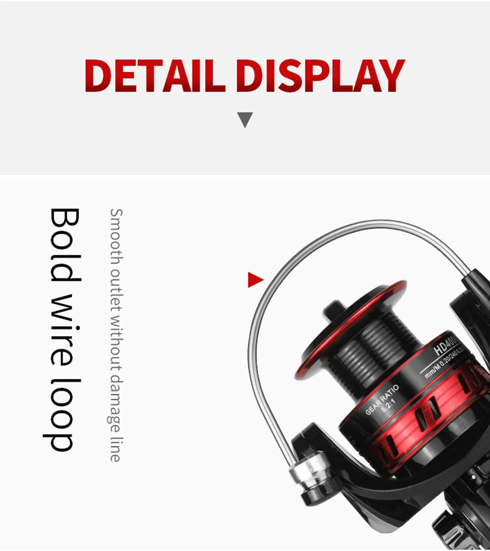 WALK FISH-carrete de pesca giratorio, bobina de Metal de alta velocidad, HD1000-7000, 8kg, 5,2: 1 - imagen 5