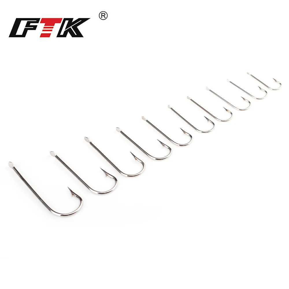 FTK-anzuelo de pesca con púas, 100 unids/lote, talla 1 #-Size9 #, anzuelos de acero de alto carbono para carpa, aparejos de pesca - imagen 5