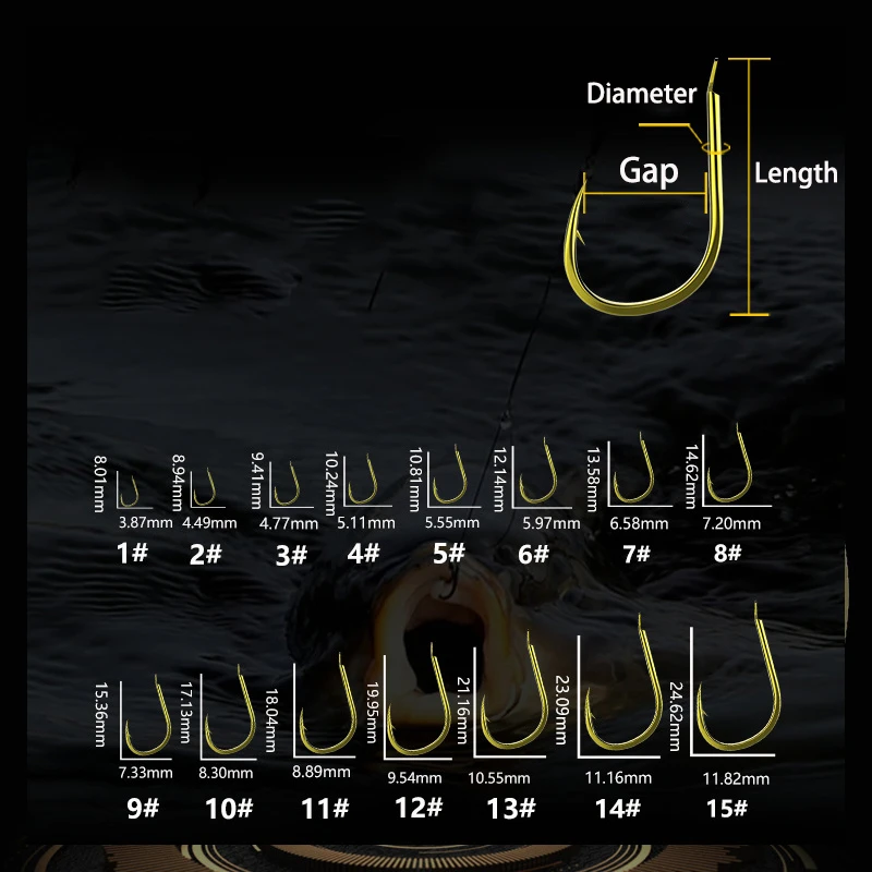 50 unids/lote de anzuelos de pesca con revestimiento de acero inoxidable de alto carbono, anzuelos de carpa de Color negro con púas, anzuelo aplanado afilado - imagen 5