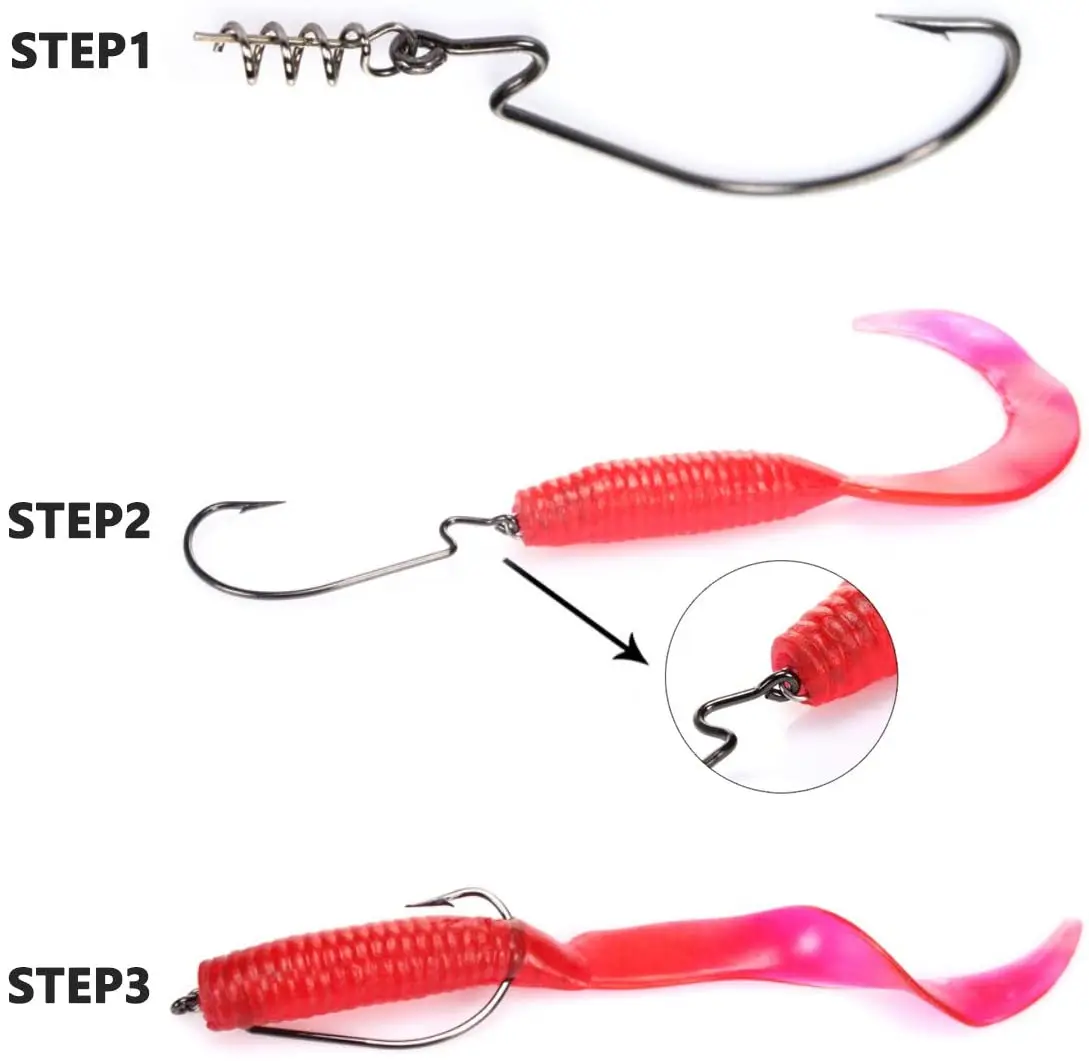 Tornillo de pesca con bloqueo de giro de resorte, señuelo suave, resortes de acero inoxidable, pestillo de pesca, aguja de tornillo para señuelos, 200 Uds. - imagen 4