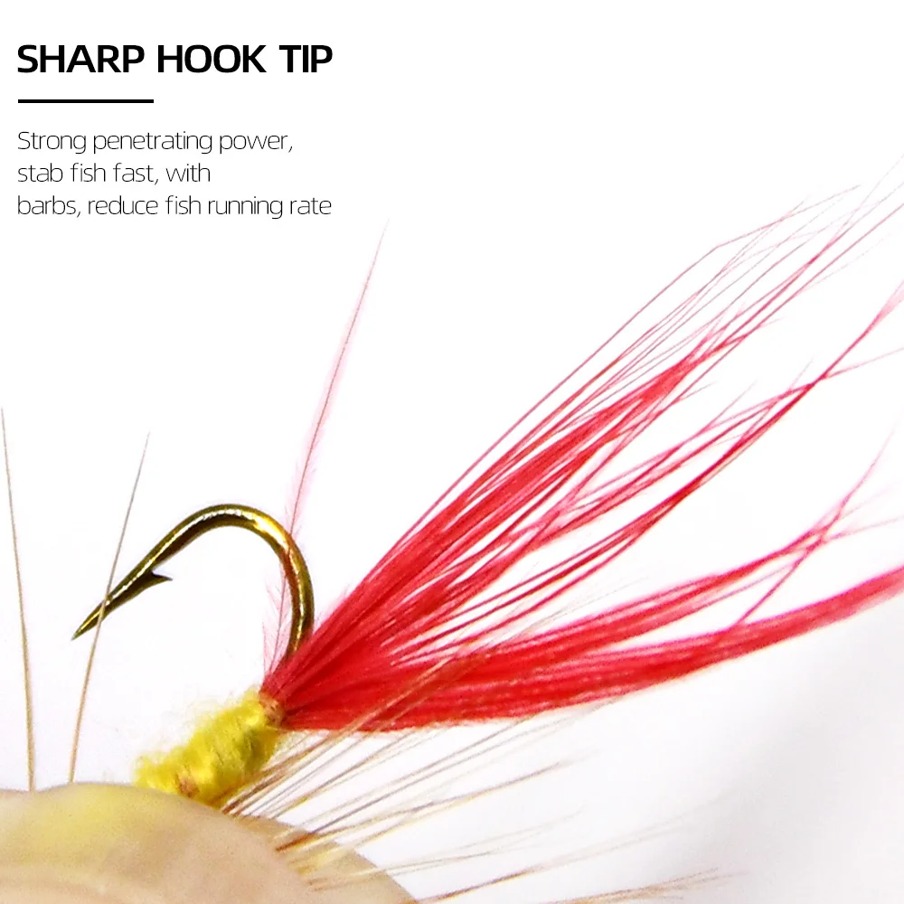 MNFT 10PCS 12 #   Barba marrón cola roja mosca seca ninfa agua dulce anzuelos para moscas secas cebos de pesca artificiales - imagen 3