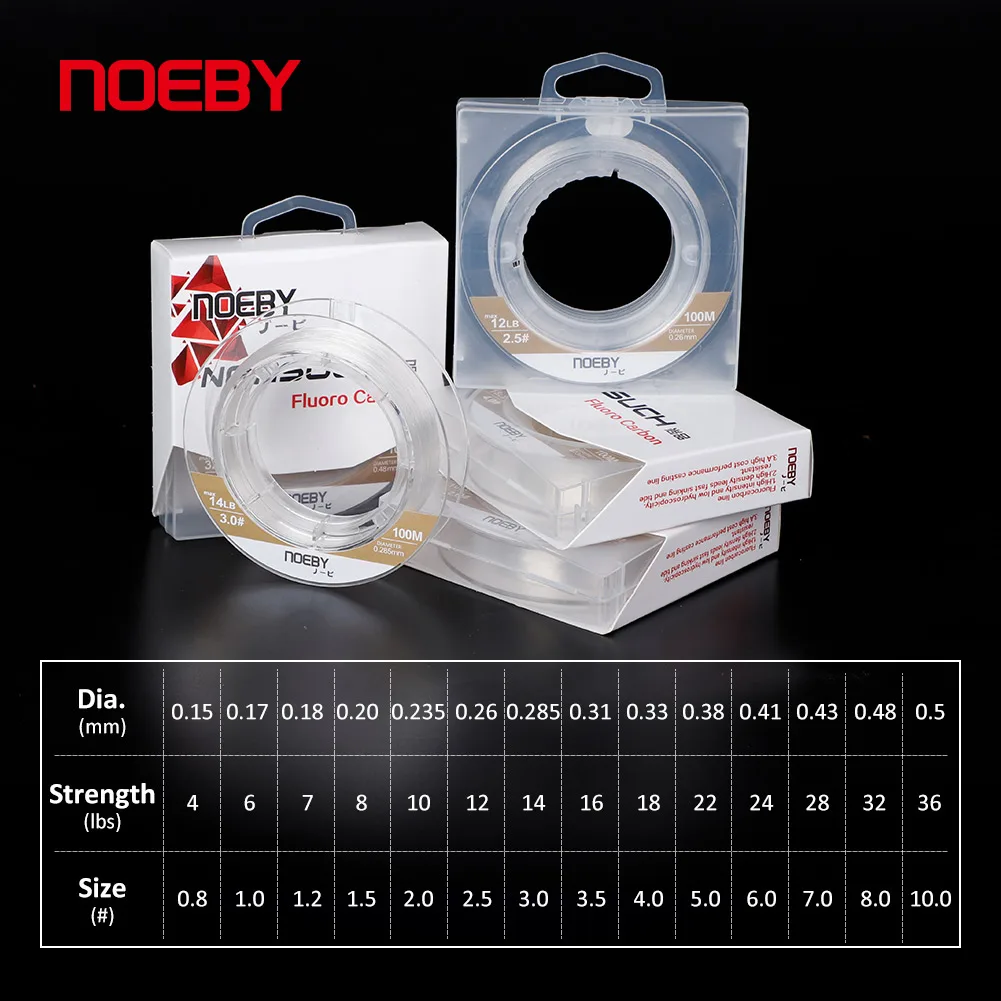 Noeby-sedal de pesca de fluorocarbono, 4-32lb, 100m, 150m, correas líderes, hilo de monofilamento para Lucio, pesca de carpa, línea de carbono - imagen 2