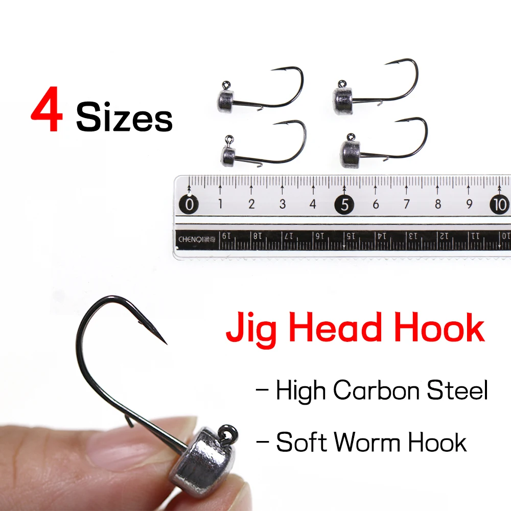 Elllv-anzuelo con cabeza plomada para lubina, 50 Uds., 1,5g/2,5g/3,5g/4,5g, forma cilíndrica - imagen 2