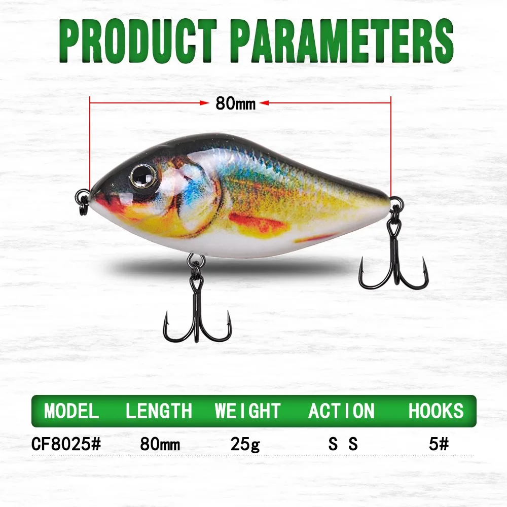 Señuelo de pesca jerk de hundimiento lento, 80mm, 25g, para Lucio, aparejos calientes, cebos de Musky jerk, anzuelos de calidad - imagen 3