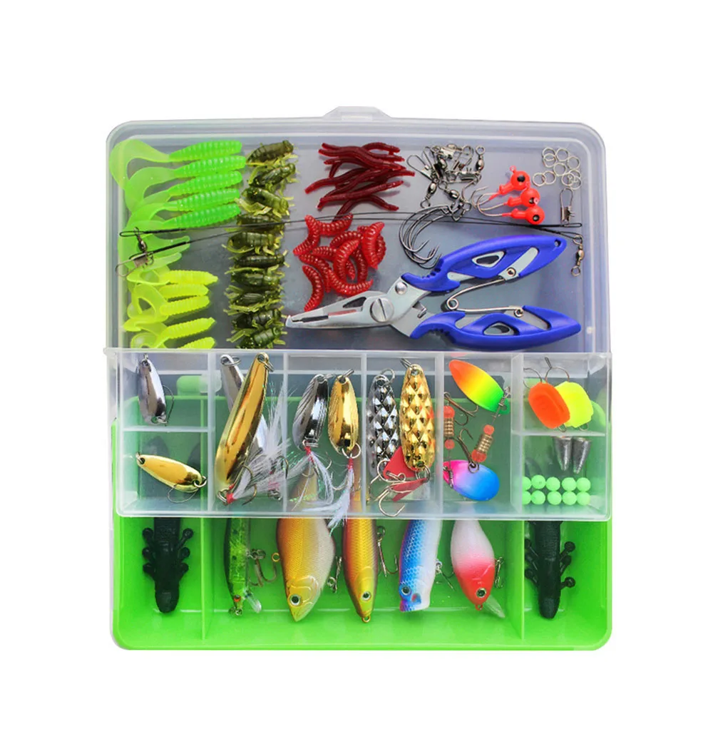 101 Uds Kit completo de Señuelos de Pesca Set Wobblers de plástico mezclado cucharas de plantilla de Metal señuelo suave cebo de silicona juego de accesorios de aparejos de pesca - imagen 5