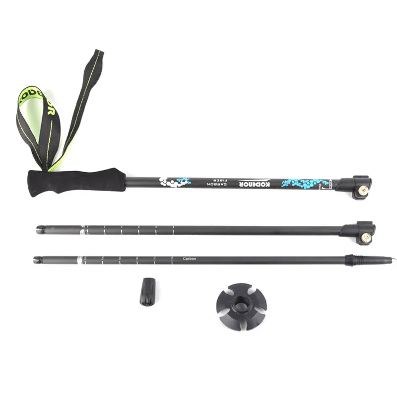 Bastón telescópico de carbono, cerradura exterior de 3 secciones, mango recto ligero de 63-135cm, 2 uds. - imagen 2