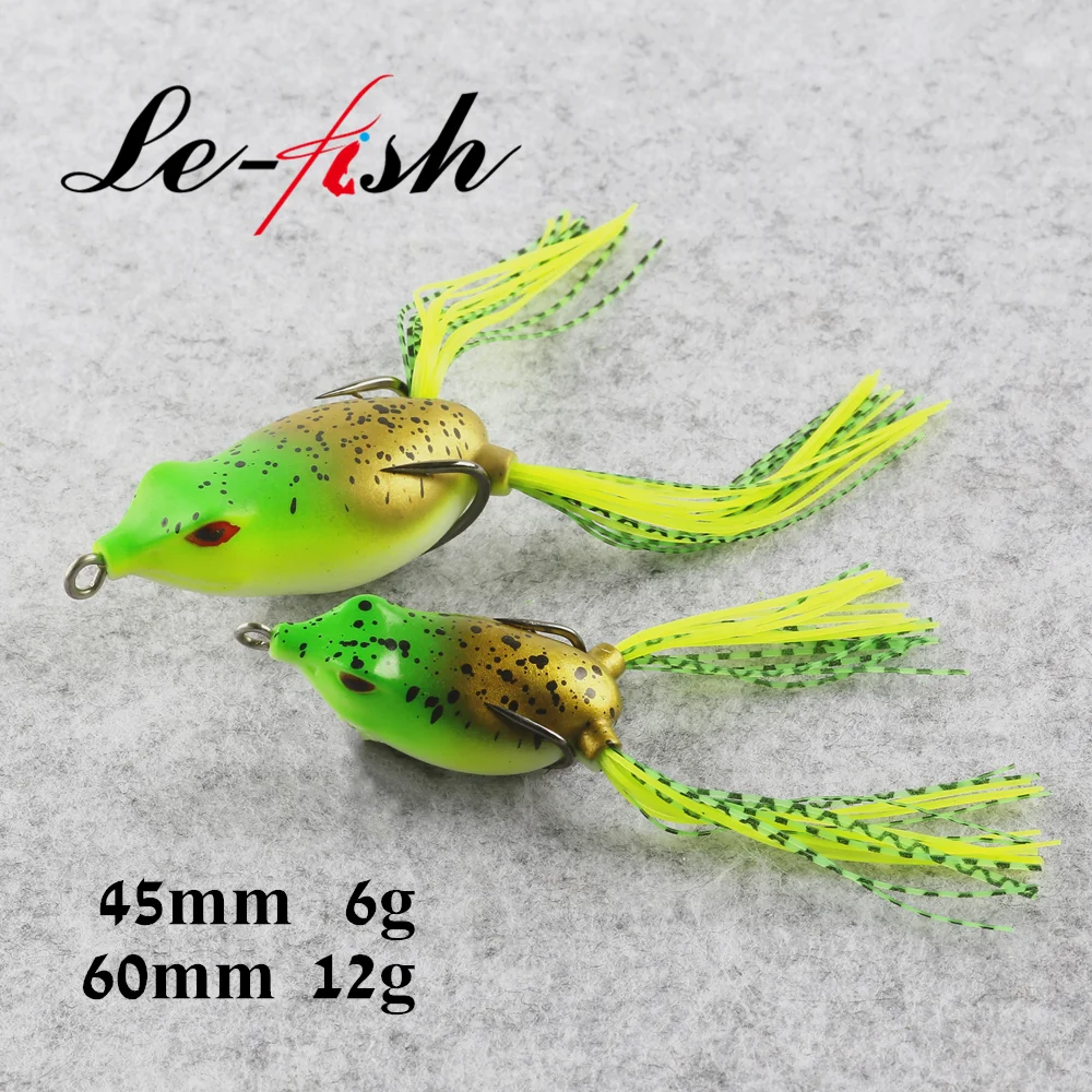 Le-fish-señuelo de pesca Artificial de rana suave, cebos de cabeza de serpiente, aparejos de pesca de lubina con caja de venta al por menor, 6g/12g, nuevo