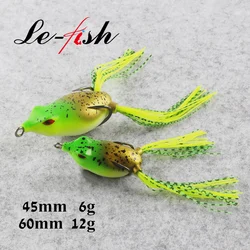 Le-fish-señuelo de pesca Artificial de rana suave, cebos de cabeza de serpiente, aparejos de pesca de lubina con caja de venta al por menor, 6g/12g, nuevo