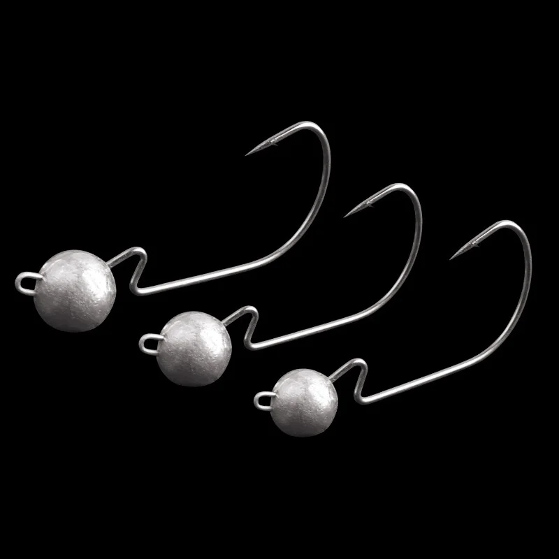 Anzuelo de pesca con manivela ancha, cabeza de plantilla de plomo para señuelo de gusano suave, 3,5g-14g, anzuelos de pesca de carpa con púas, J320, 5/10 Uds. - imagen 2