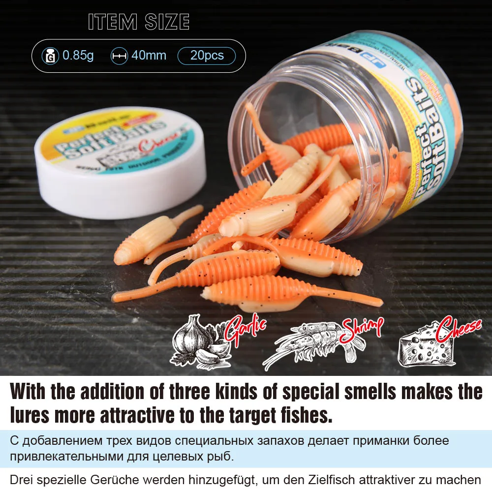 FSTK-Mini cebos blandos Wobbler de gusanos, 0,85g, 40mm, camarones, olor a ajo, océano, señuelo de pesca en roca, lubina, perca suave, Leurre Jerk - imagen 2