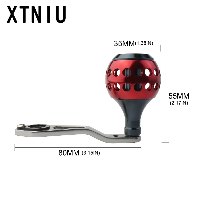 EKfan 1pc 80mm Length 8*5mm Hole Fishing Reel Handle Aluminum Alloy Knob Diamater for Fishing Tackle parts - imagen 2