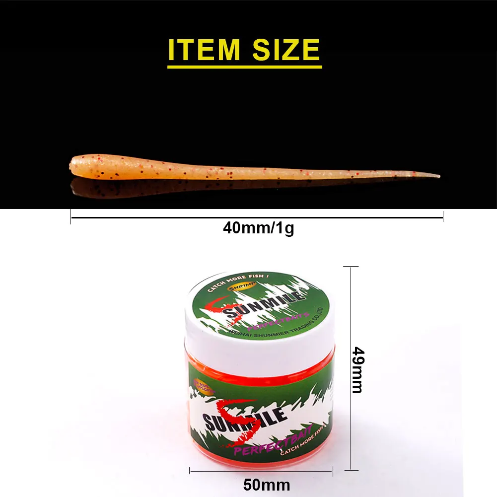 SUNMILE-cebo suave de gusano Artificial, cebos de natación, 30 unids/caja, 65mm/0,34g, señuelo de pez roca, plantilla, Señuelos de Pesca, carpa, Leurre Souple - imagen 4