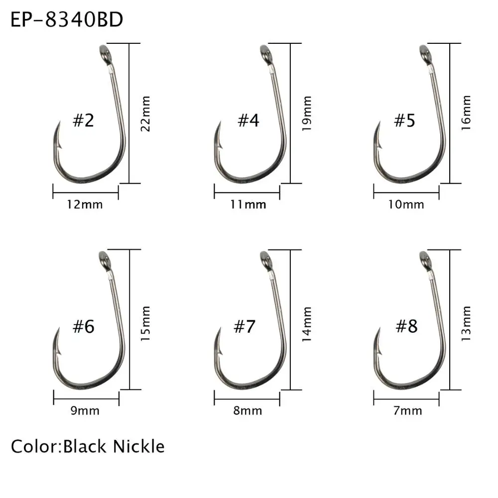 Eupheng-anzuelo de pesca de carpa, caña larga superfuerte, Ultra afilado, hueco ancho, curva, 100 piezas - imagen 5