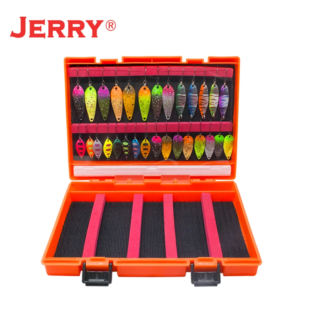 Jerry Kit de cuchara de trucha ultraligera, señuelos giratorios, purpurina, juego de Señuelos de Pesca, caja de aparejos de surtido