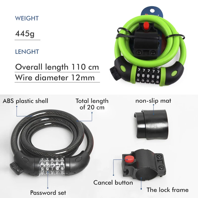 Mosodo-candados con código para bicicleta, cerradura de Cable de acero para bicicleta, sin llave, 5 dígitos, tija de sillín, seguridad, ciudad, accesorios de ciclismo - imagen 2
