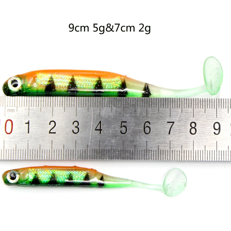 Señuelo de pesca Jigging Wobblers, 9cm, 7cm, 2g, 5g, sábalo, t-tail, cebo suave, señuelos de silicona artificial, Lucio, aparejos de pesca, 5 unidades por lote - imagen 4