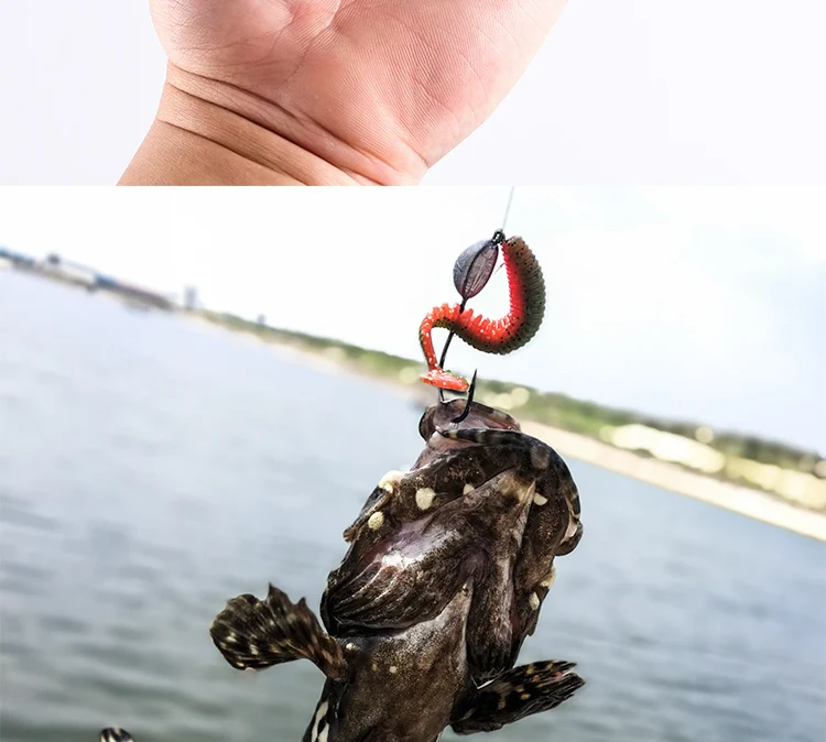 Anzuelo de gusano con cabeza de anzuelo, 3,5-21g, fondo colgante gratis, señuelo de pesca, raíz de lubina, Jigging, cebo suave, anzuelos afilados, 2-3 unids/bolsa - imagen 4
