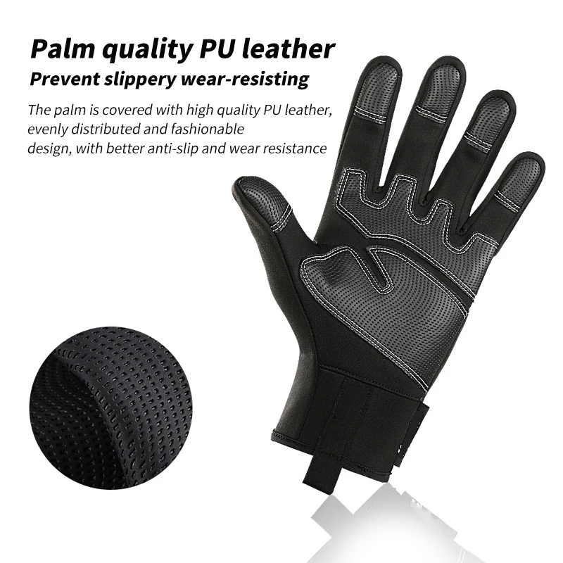 1 par de guantes de pesca de invierno al aire libre expuestos más pantalla táctil de lana antideslizante esquí impermeable grueso elástico cálido guantes de pesca - imagen 3