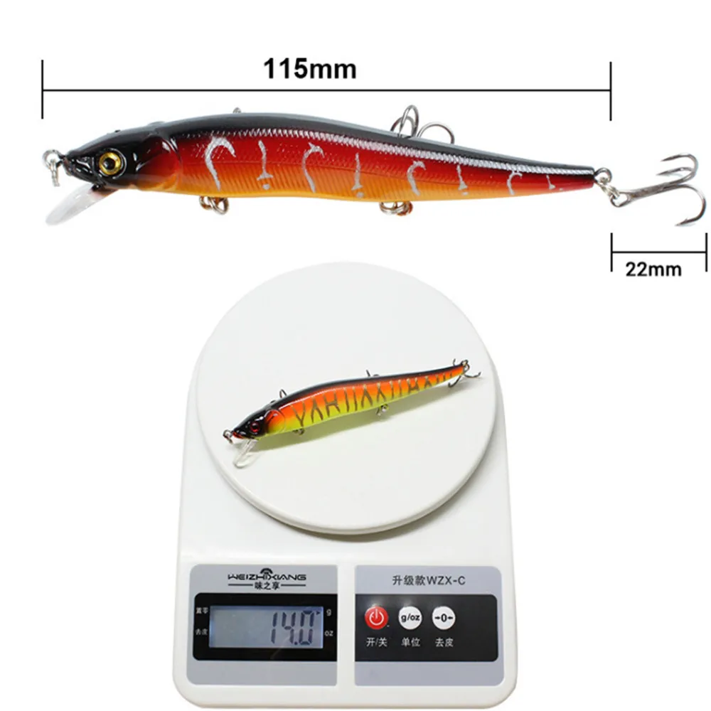 Señuelo de Pesca Wobbler, cebo de plástico Artificial de calidad flotante, ojos duros 3D, pececillos, Crankbait, Japón, 11,5 cm, 14g, 1 unidad - imagen 2