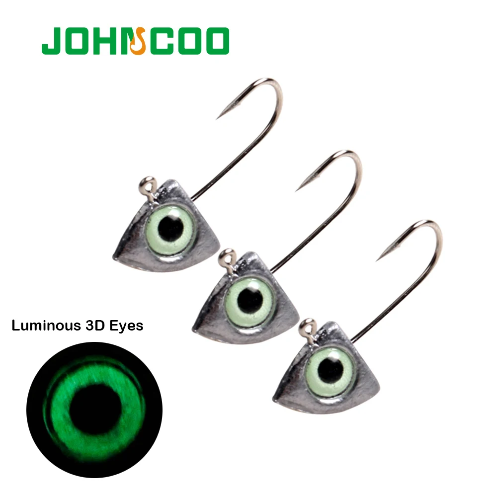 JOHNCOO 8 Uds. Anzuelos de pesca con cabeza de anzuelo de ojo 3D luminoso 2g 3g 4g 6g Jig Head Ice Bass carpa plantilla de pesca señuelo suave pesca de lubina - imagen 2