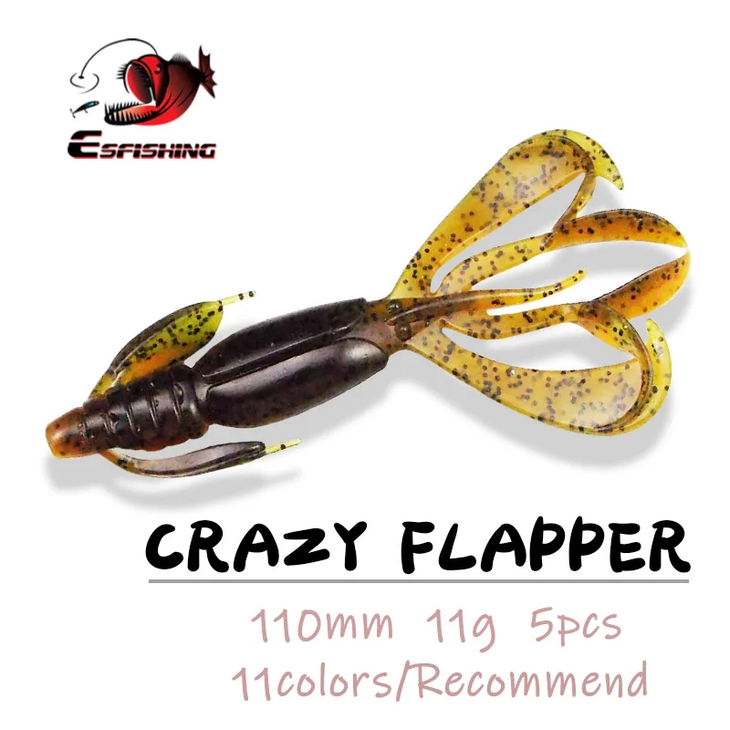 ESFISHING-señuelos de plástico blando, cebo de silicona para Pesca, Flapper loco, 110mm, 11,4g, aparejos de Pesca Swimbait, señuelo de Pesca para Lucio, perca - imagen 5