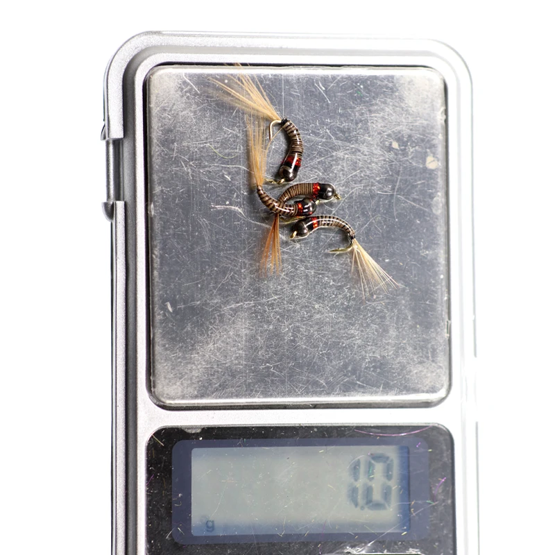 Bimoo-plantilla para moscas de las Ninfas, cabeza de cuentas de tungsteno, pavo real, #14, 4 Uds. - imagen 4