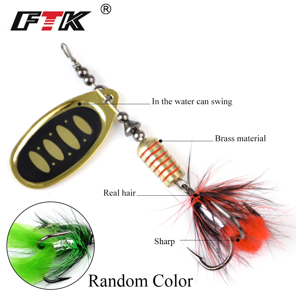 FTK-señuelo giratorio de Metal para pesca, señuelos de pesca jigs de pesca de mar cucharillas de pesca accesorios pesca señuelos de pesca maanzuelos triples de pluma para Lucio, cuchara dura, 7,5g, 12g, 17,5g, 1 unidad - imagen 5