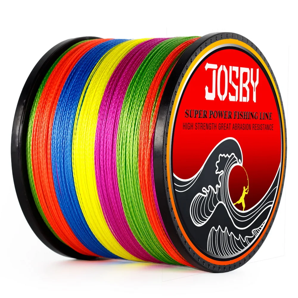 JOSBY-línea de Pesca trenzada de 4 hebras, 1000M, PE, para agua salada, cable para peces, superfuerte, Color Naranja y Multicolor - imagen 3
