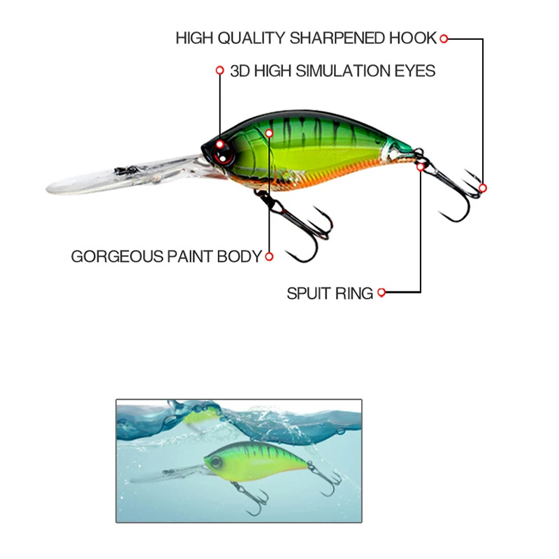Crankbait-Señuelos de Pesca, Accesorios Isca Artificial, peso 21-22,5g, cebo flotante Topwater, Wobblers, Pesca, Lucio, aparejos de Pesca Leurre - imagen 5