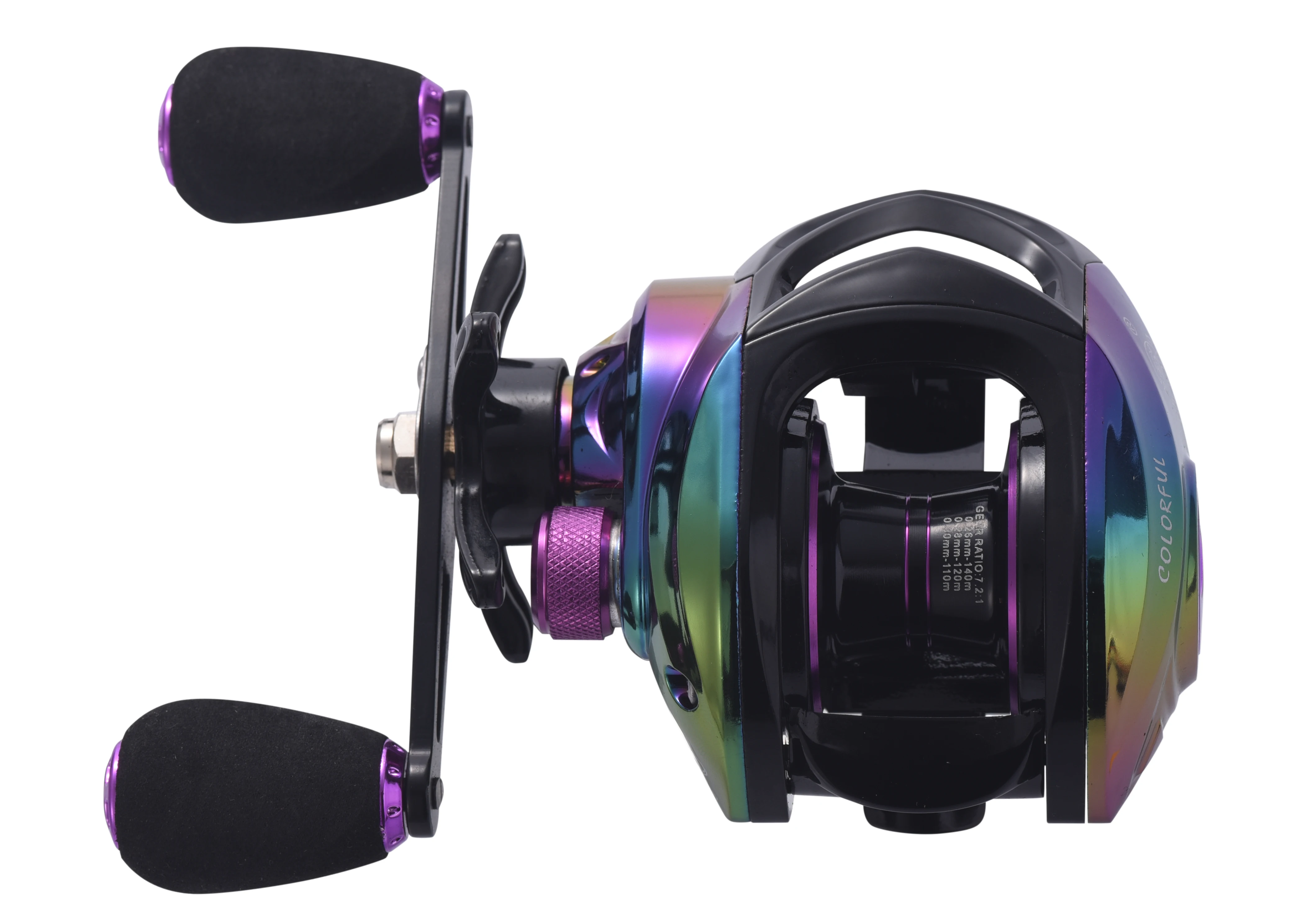 Lagarto-Carrete de pesca colorido en forma de V, carrete de baitcasting, carrete de línea profunda, ligero, rodamiento 18 + 1, 7,2: 1, relación de alta velocidad