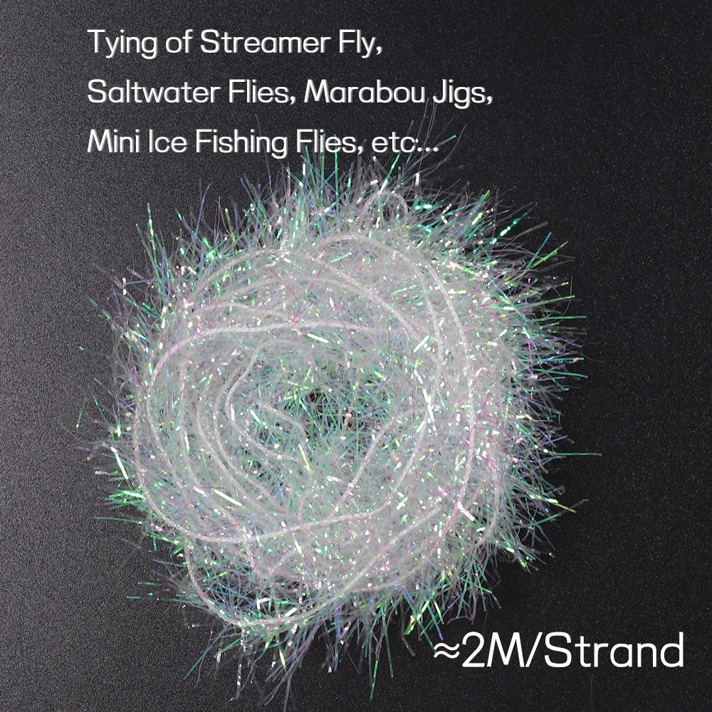 Bimoo, 8 paquetes de 3,5 cm de ancho, pelo largo, chenilla de hielo, cristal Flash, Material de atado de moscas para serpentina de agua salada, señuelo Jig de marabú - imagen 5