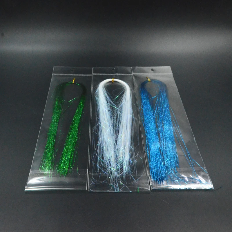 Simulador de serpentinas de oropel holográficas, materiales de atado de moscas, 3 bolsas, Tinsel Flash brillante, señuelos de pesca con mosca de ninfa, 9 colores