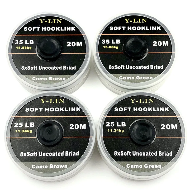 20m Carp Fishing Line Soft Uncoated Hook Link Leader For Hair Rig 8 Core Hooklink Camo Brown Green Color Carp Ronnie Rigs - imagen 5