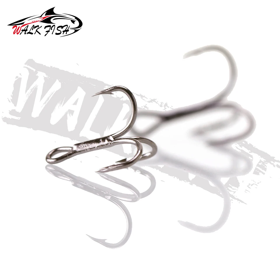 WALK FISH-anzuelos de pesca de Material de carbono de acero alto, gancho de pesca triple, redondo, plegable, para lubina de agua salada 4 #6 #8 #, herramienta de aparejos - imagen 4